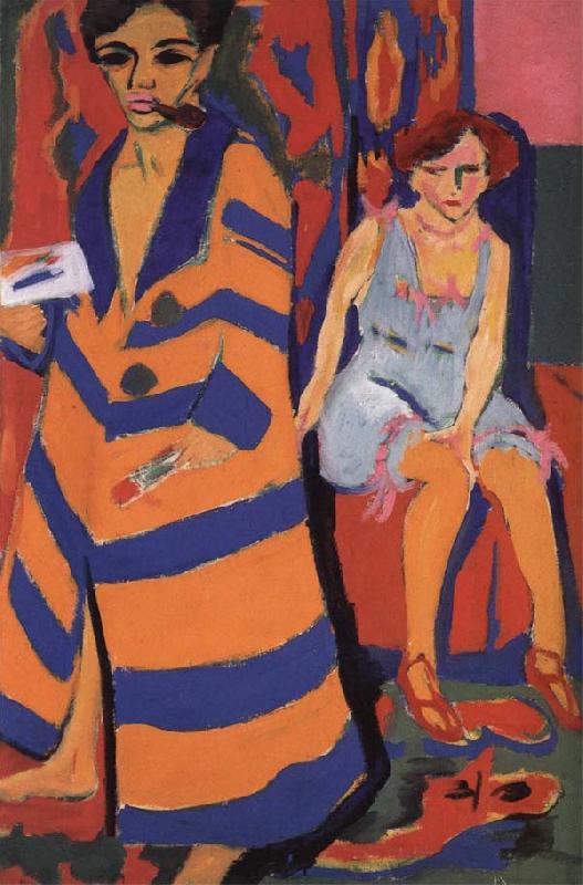 Ernst Ludwig Kirchner Self-Portrait with Model Germany oil painting art